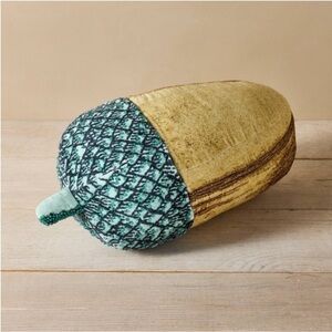 John Derian NWT Beaded Acorn Shaped Decorative Throw Pillow 15"x8"